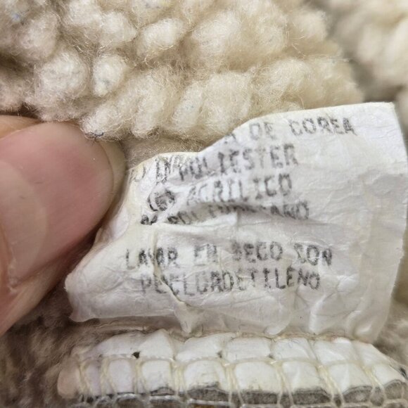 LOB Casual World Cream Colored Faux Suede Shearling Interior Button Front Jacket - Picture 10 of 12